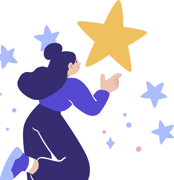 Ilustración persona tocando estrellas